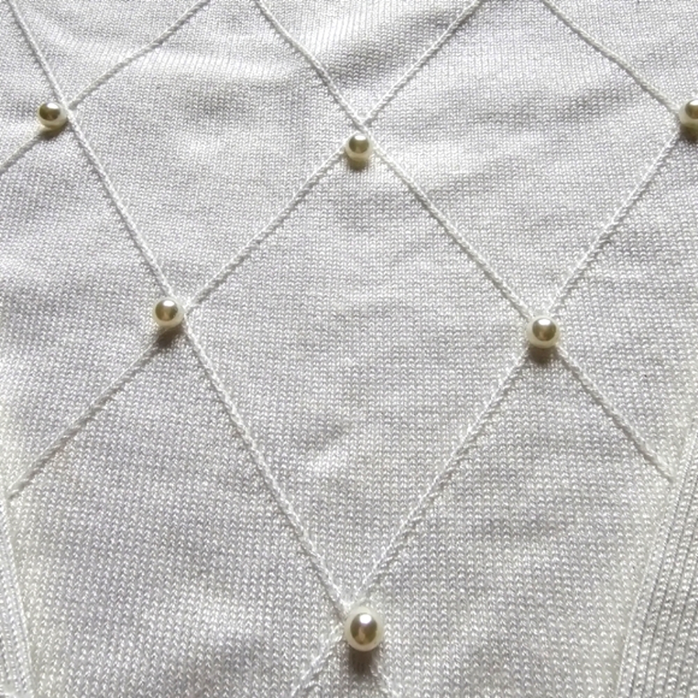 🚨 Sale Berkley Jensen All Over Pearl Embellished Sweater White Size XXL - Picture 3 of 9